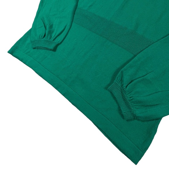 Jones New York size medium green sweater, fold down cowl neck, elastic wrists - Picture 3 of 11